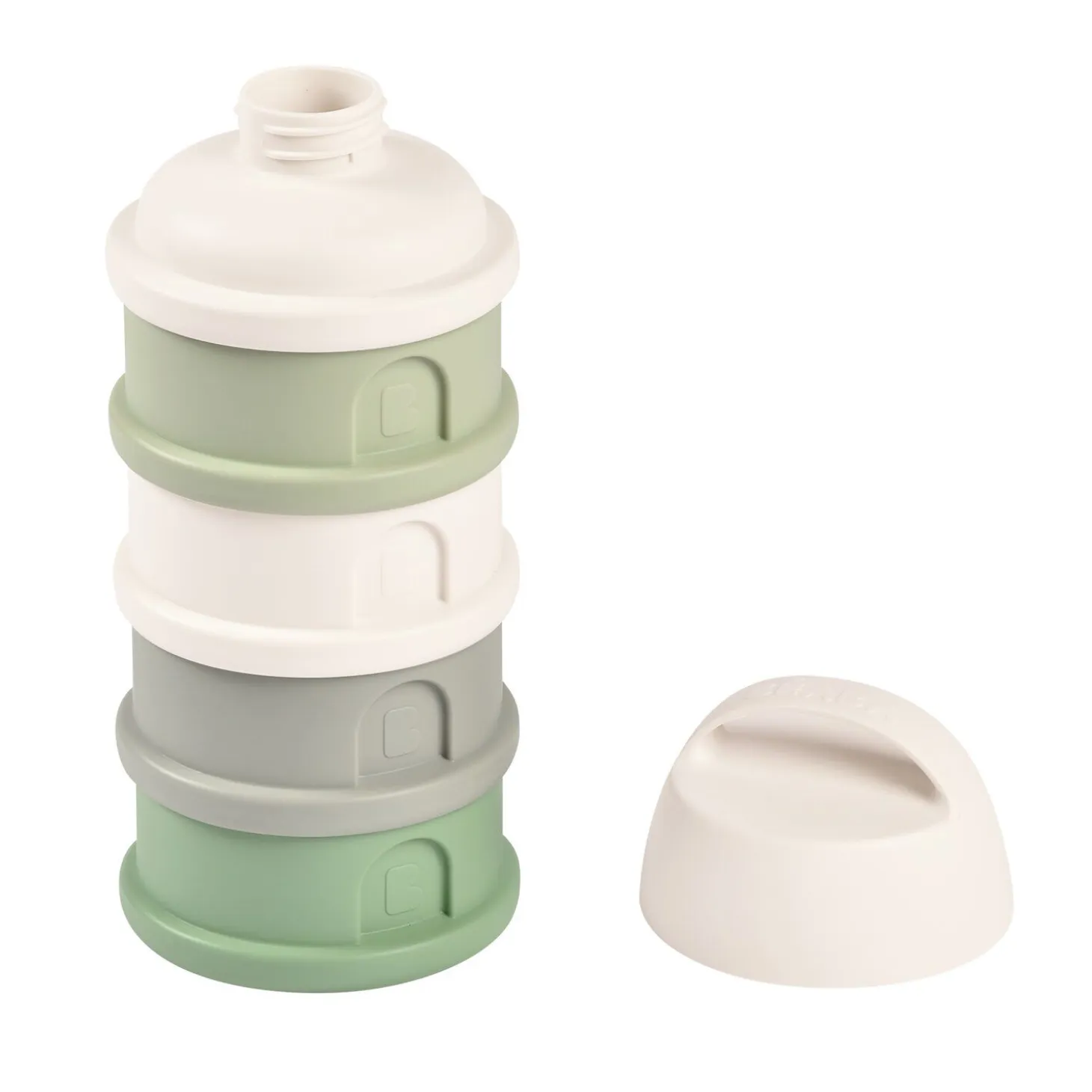 Boîte doseuse de lait 4 compartiments empilables Vert sauge