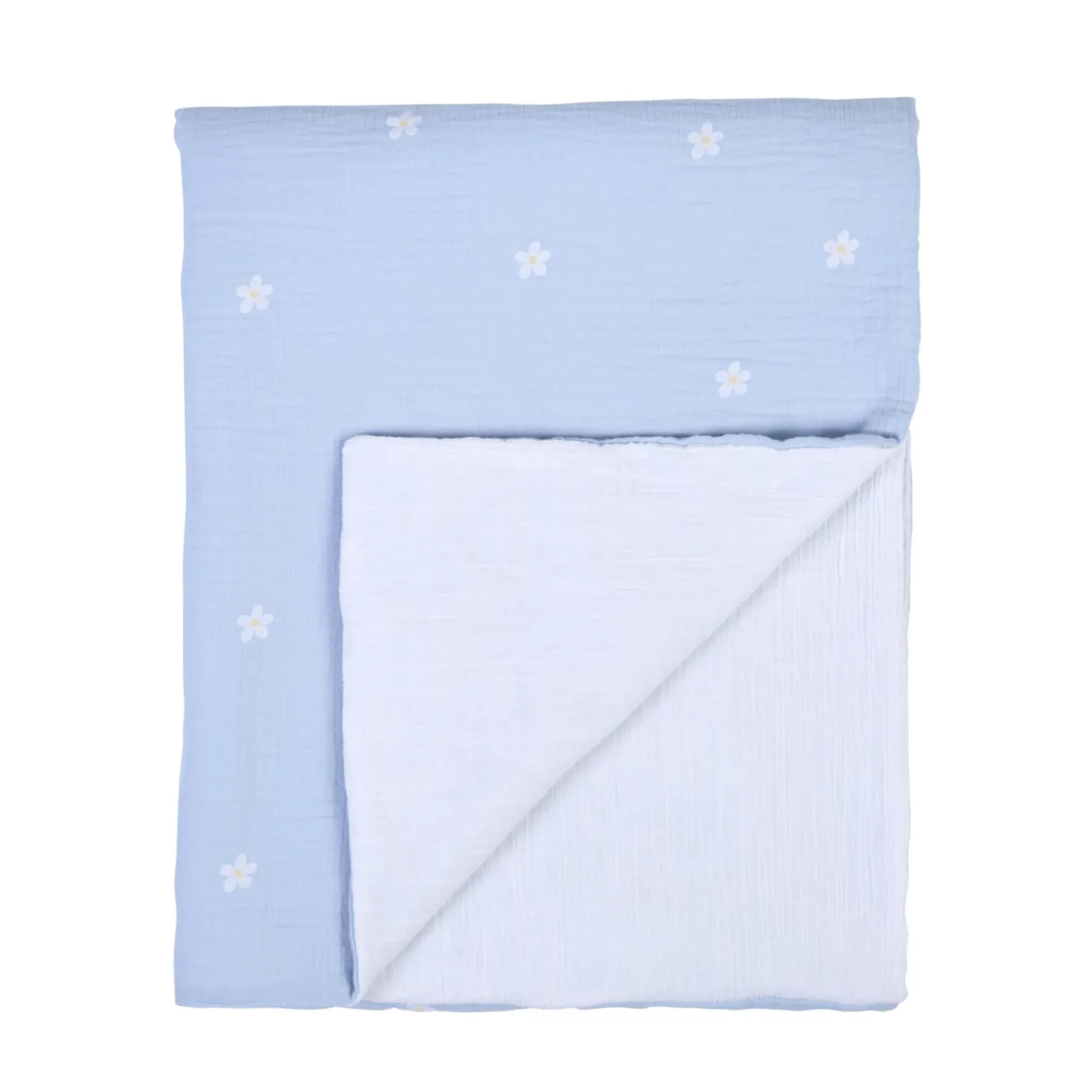 Couverture De Bébé - 80x100 Cm - Mousseline Fleur - Bleue