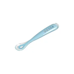 Cuillère 1er âge silicone Bleu