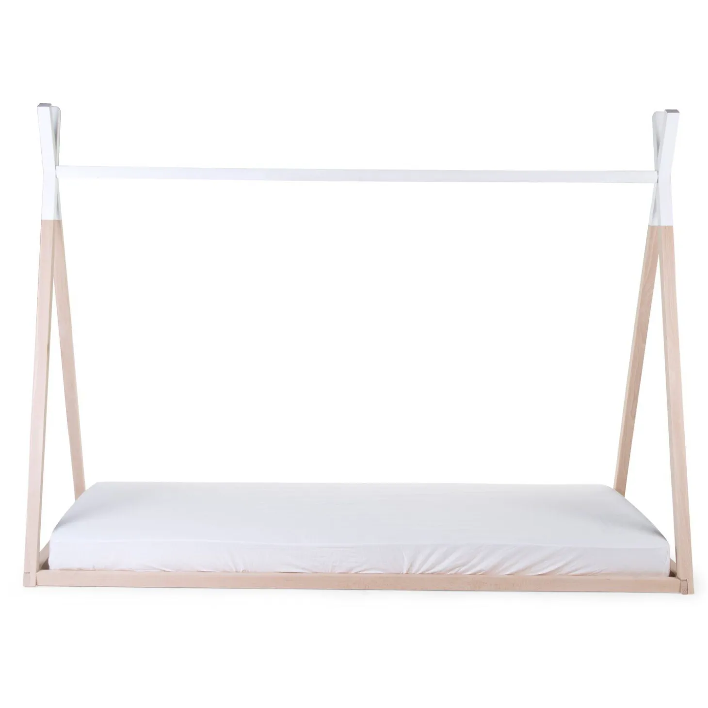 Lit Tipi Junior - 90x200 Cm - Bois - Naturel Blanc