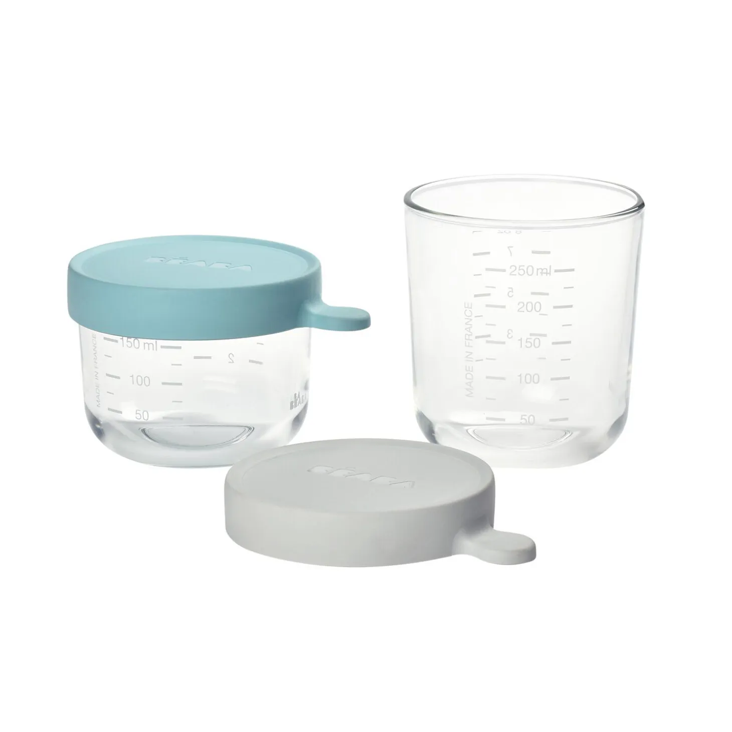 Lot 2 portions verre 150 et 250ml Vert clair/Gris clair