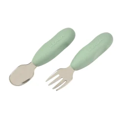 Lot 2 pré-couverts d'apprentissage Inox Vert sauge