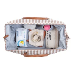 Mommy Bag ® Sac à Langer - Rayures - Nude/Terracotta