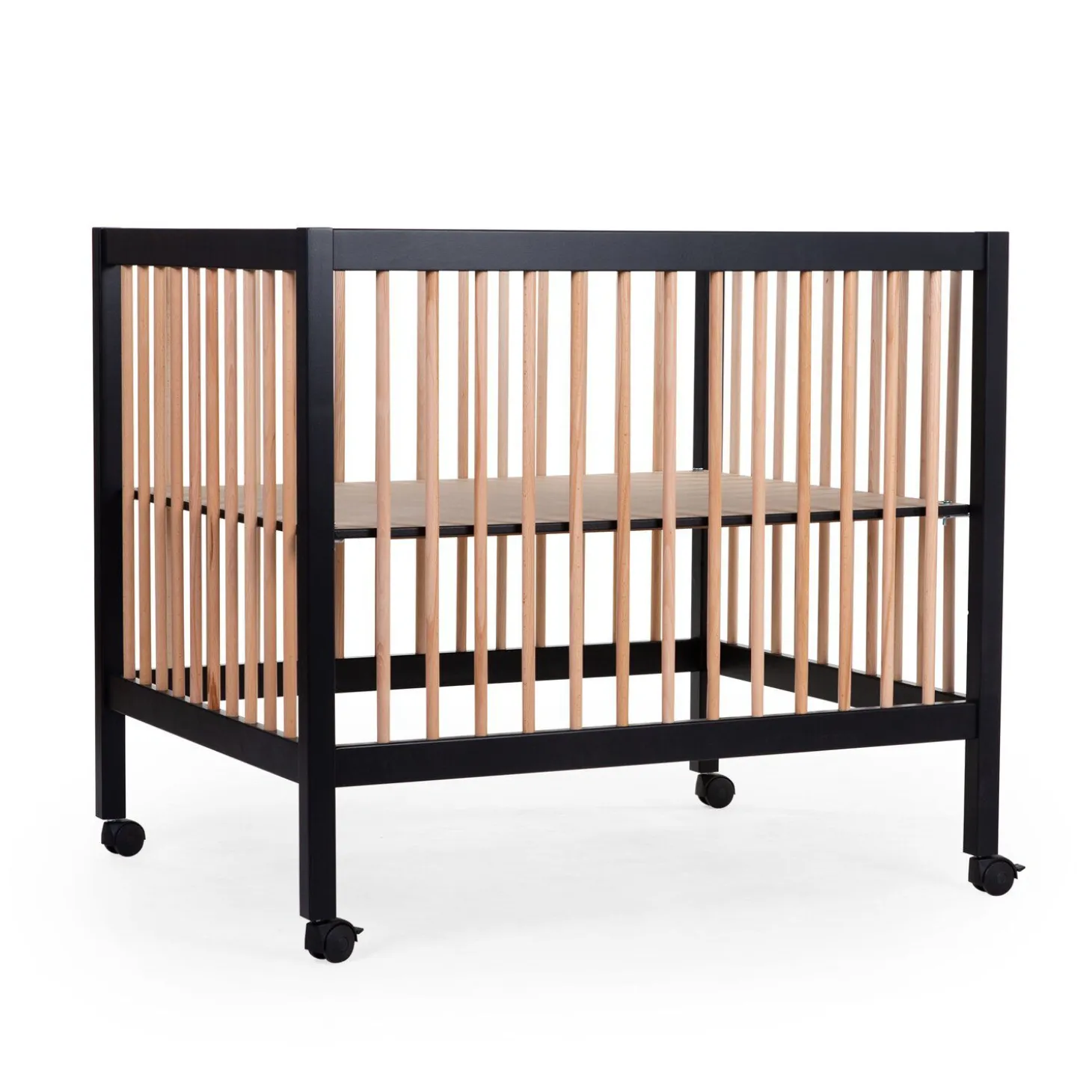 Parc 97 + Roues - 95x75 Cm - Bois - Noir / Naturel