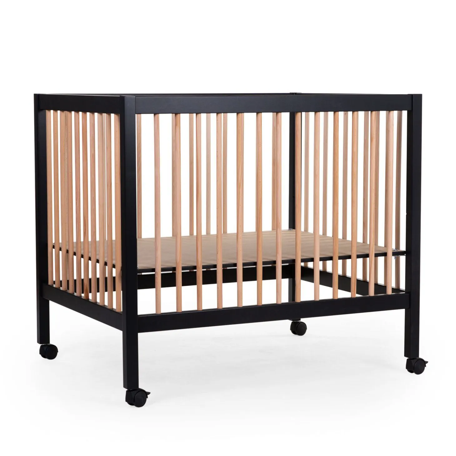 Parc 97 + Roues - 95x75 Cm - Bois - Noir / Naturel