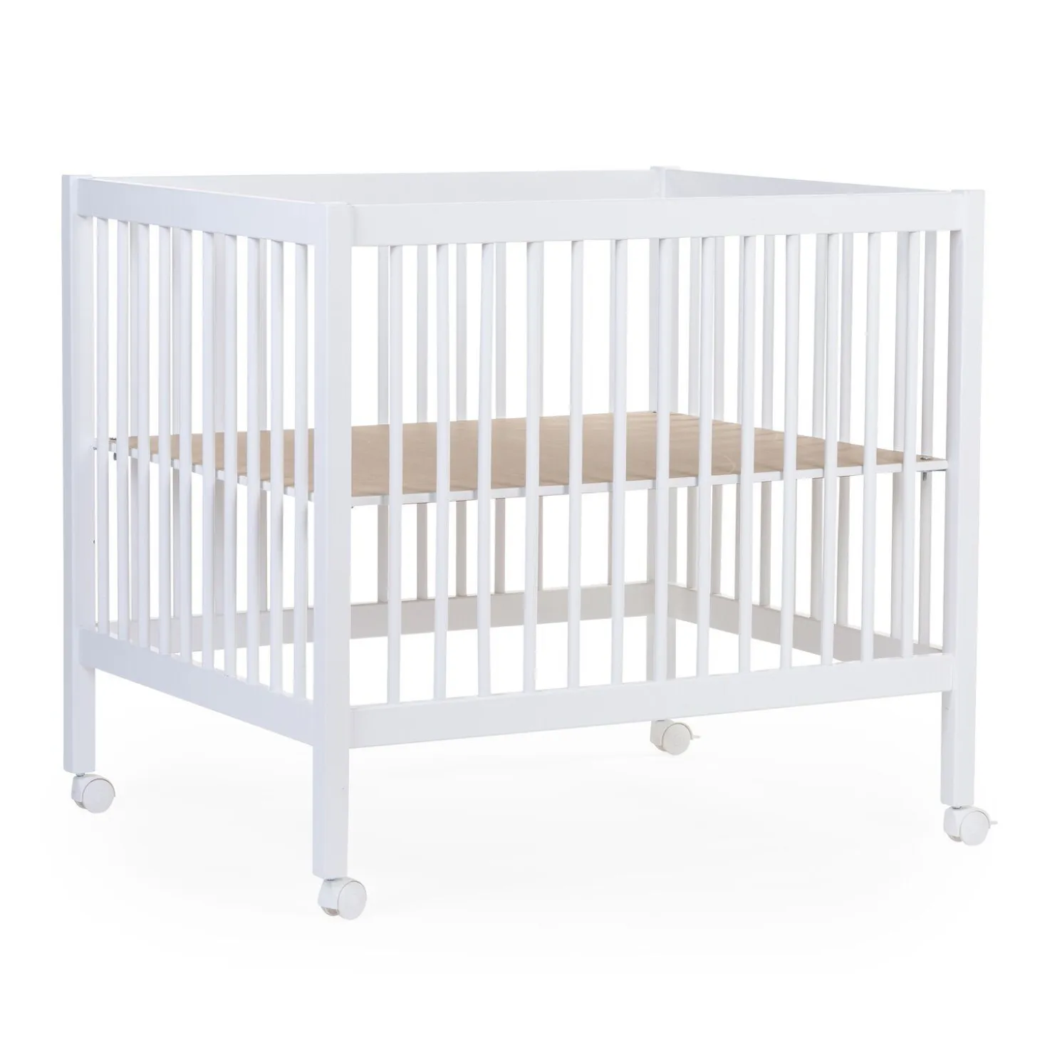 Parc 97 + Roues - 95x75 Cm - Bois - Blanc