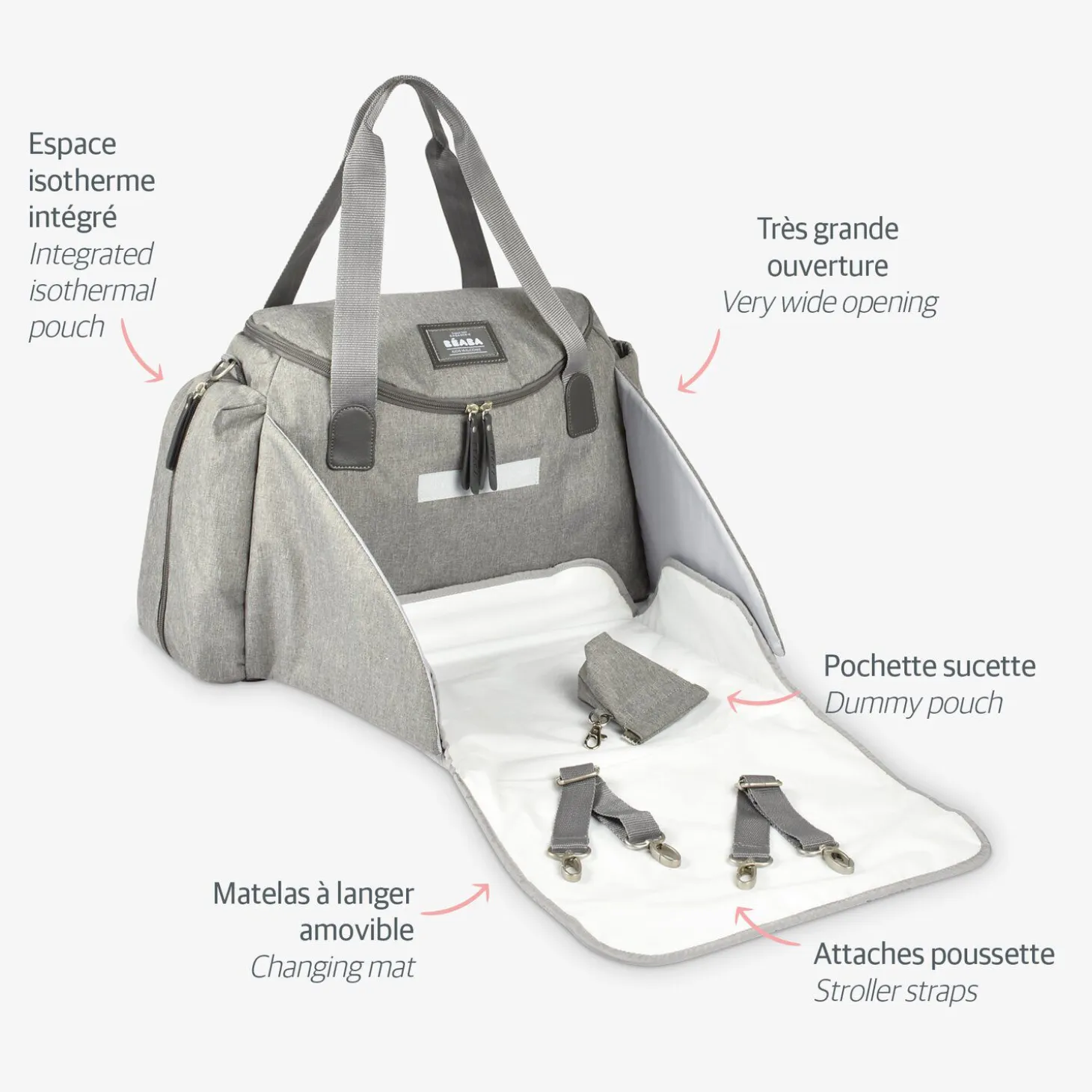 Sac à langer Sydney Gris chiné
