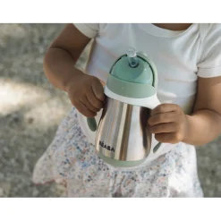 Tasse paille inox 250ml Vert sauge
