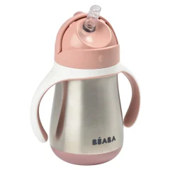 Tasse paille inox 250ml Vieux rose